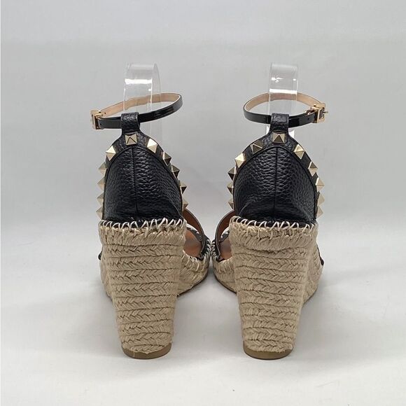 Valentino Garavani Double Rockstud Grainy Calfskin Wedges 105MM size 40 - Picture 10 of 14